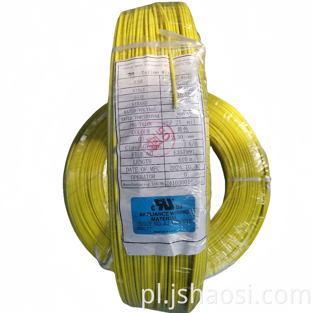UL1330 18# yellow Fluorine plastic wire